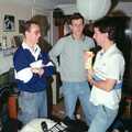 Chris, Dobbs ad Riki in Nosher's room, Uni: Horse Riding on Dartmoor, and Nosher's Bedroom, Shaugh Prior and Plymouth - 8th July 1989