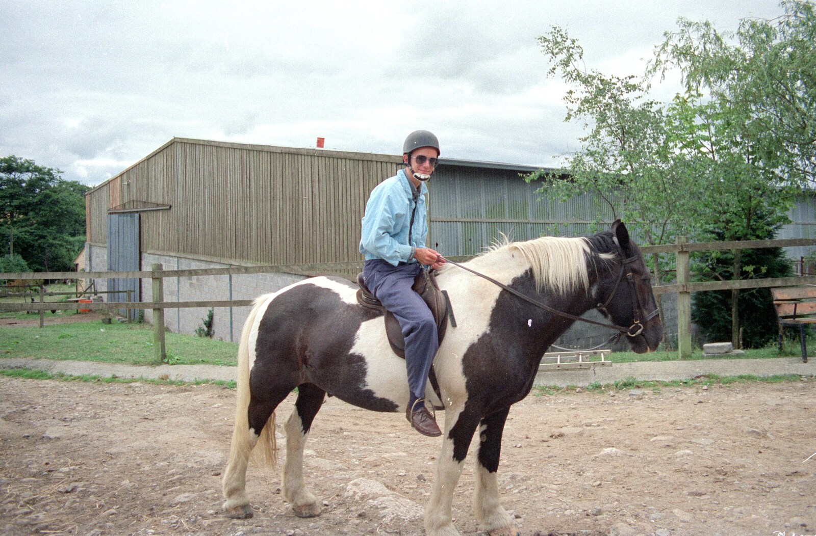 Nosher on his nag from Uni: Horse Riding on Dartmoor, and Nosher's Bedroom, Shaugh Prior and Plymouth - 8th July 1989