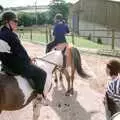 Kate on her piebald nag, Uni: Horse Riding on Dartmoor, and Nosher's Bedroom, Shaugh Prior and Plymouth - 8th July 1989