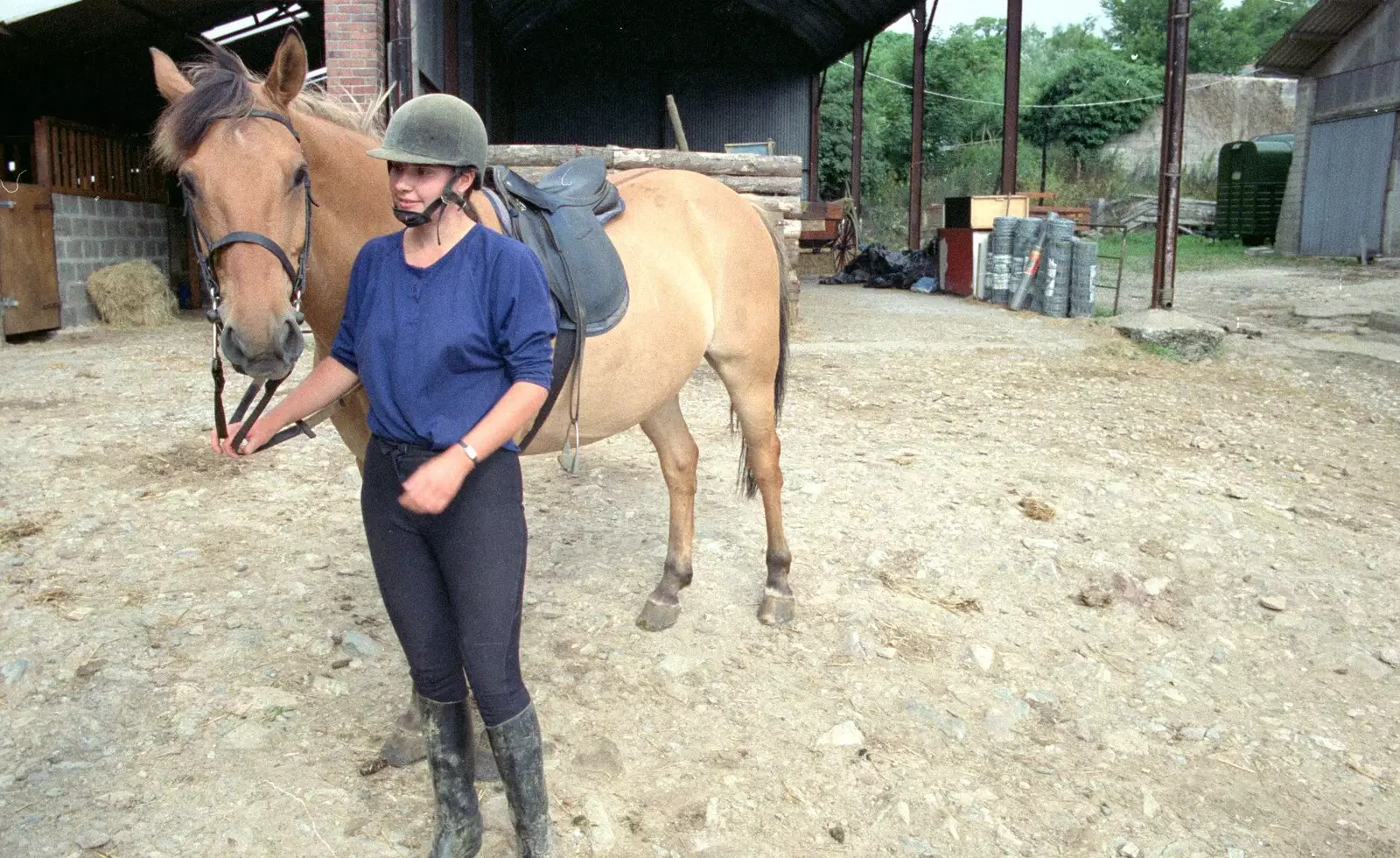 Becky and her horse, from Uni: Horse Riding on Dartmoor, and Nosher's Bedroom, Shaugh Prior and Plymouth - 8th July 1989