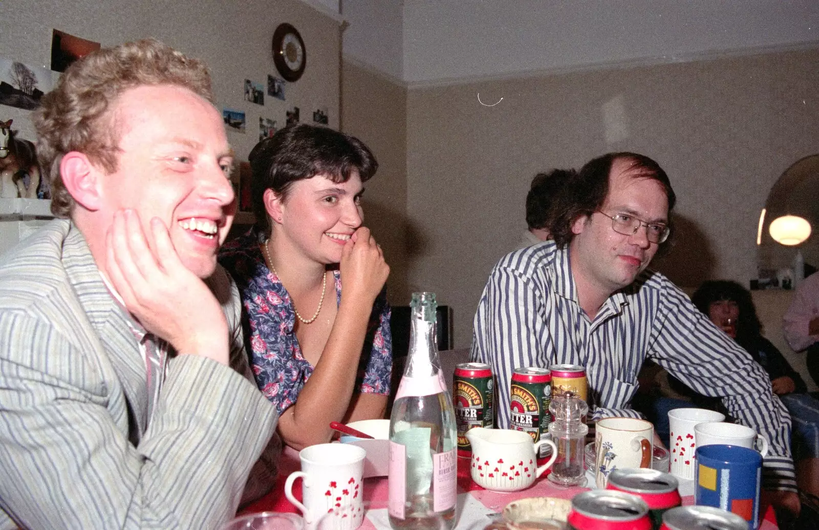 Andrew, Rebecca and John, from Uni: A Wyndham Square Economics Party, Stonehouse, Plymouth - 10th July 1989