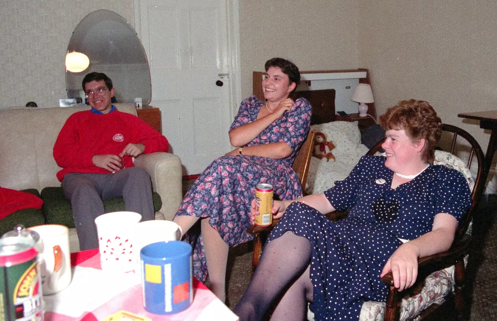 Becky and Kate in Kate's room, from Uni: A Wyndham Square Economics Party, Stonehouse, Plymouth - 10th July 1989