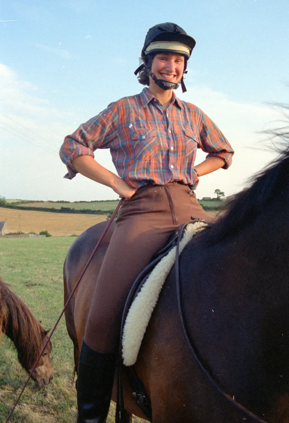 Angela on Oberon, from Summer Days on Pitt Farm, Harbertonford, Devon - 17th July 1989