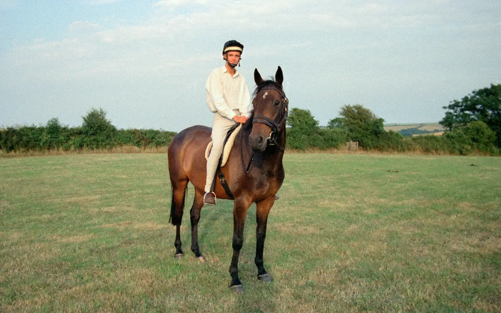 A pause for a horseback photo, from Summer Days on Pitt Farm, Harbertonford, Devon - 17th July 1989