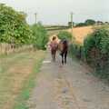 Angela takes Oberon for a walk down the drive, Summer Days on Pitt Farm, Harbertonford, Devon - 17th July 1989