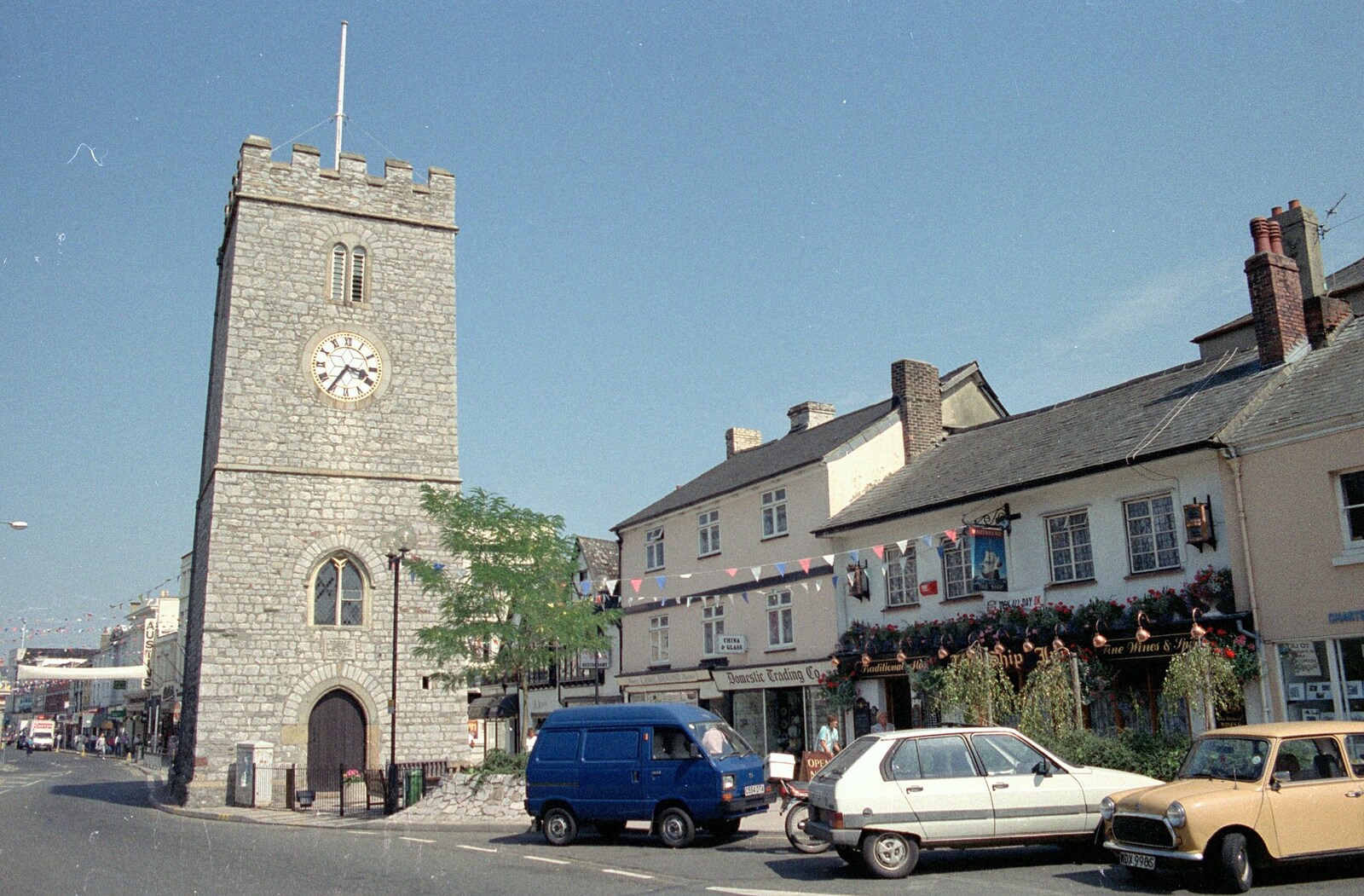 Newton Abbot's tower from Summer Days on Pitt Farm, Harbertonford, Devon - 17th July 1989