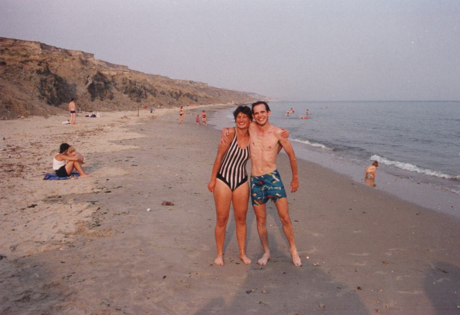 Angela and Phil on the beach at Chewton Bunny from Back from Uni: Yarmouth, Alum Bay and Barton-on-sea, Hampshire - 23rd July 1989
