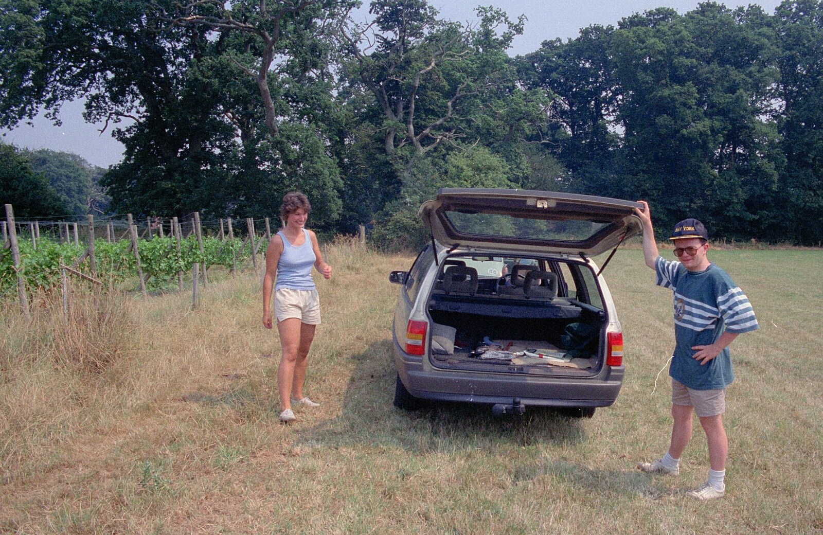 Hamish opens the boot of his car from Back From Uni: Summer Pruning, Bransgore, Dorset - 25th July 1989