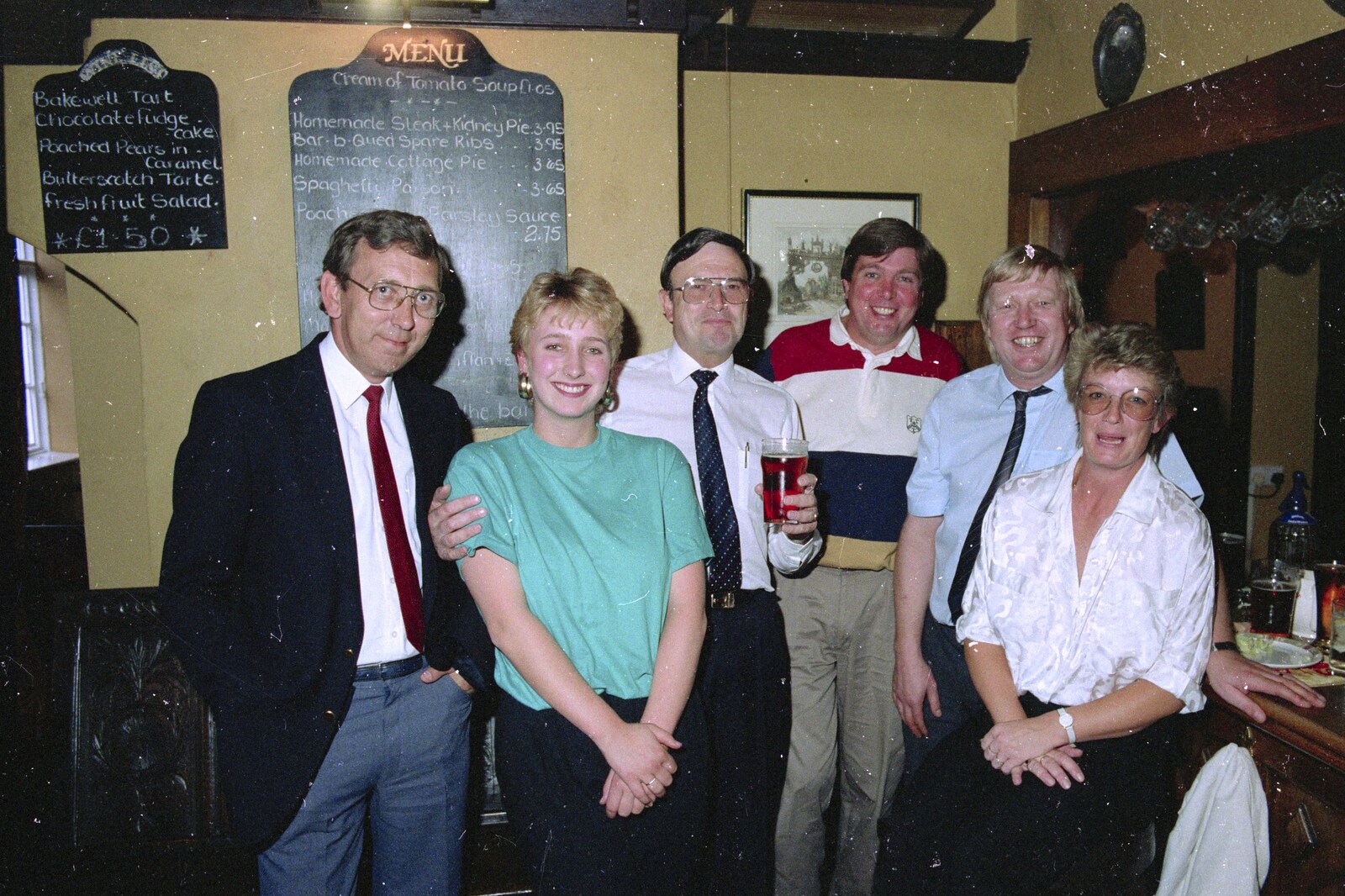 Adrian, Kate and Alan Cox in the Scole Inn from Kite Flying, and an Introduction to BPCC Printec, Diss, Norfolk - 3rd August 1989