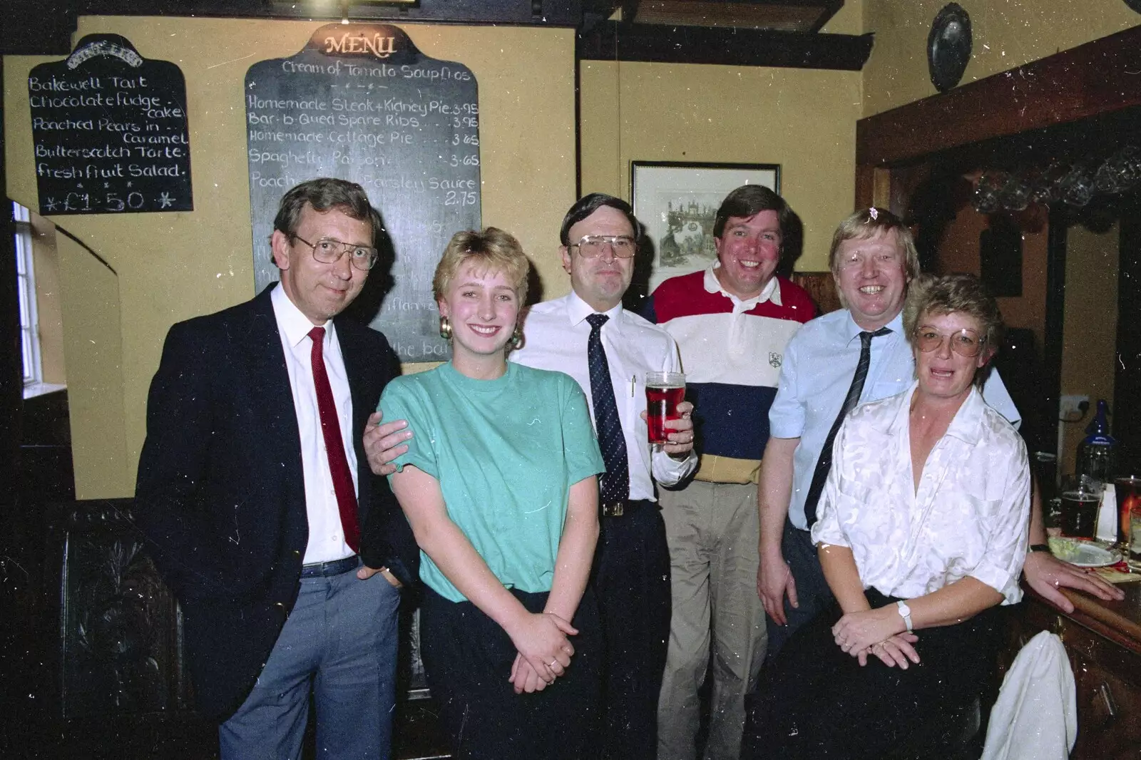 Adrian, Kate and Alan Cox in the Scole Inn, from Kite Flying, and an Introduction to BPCC Printec, Diss, Norfolk - 3rd August 1989