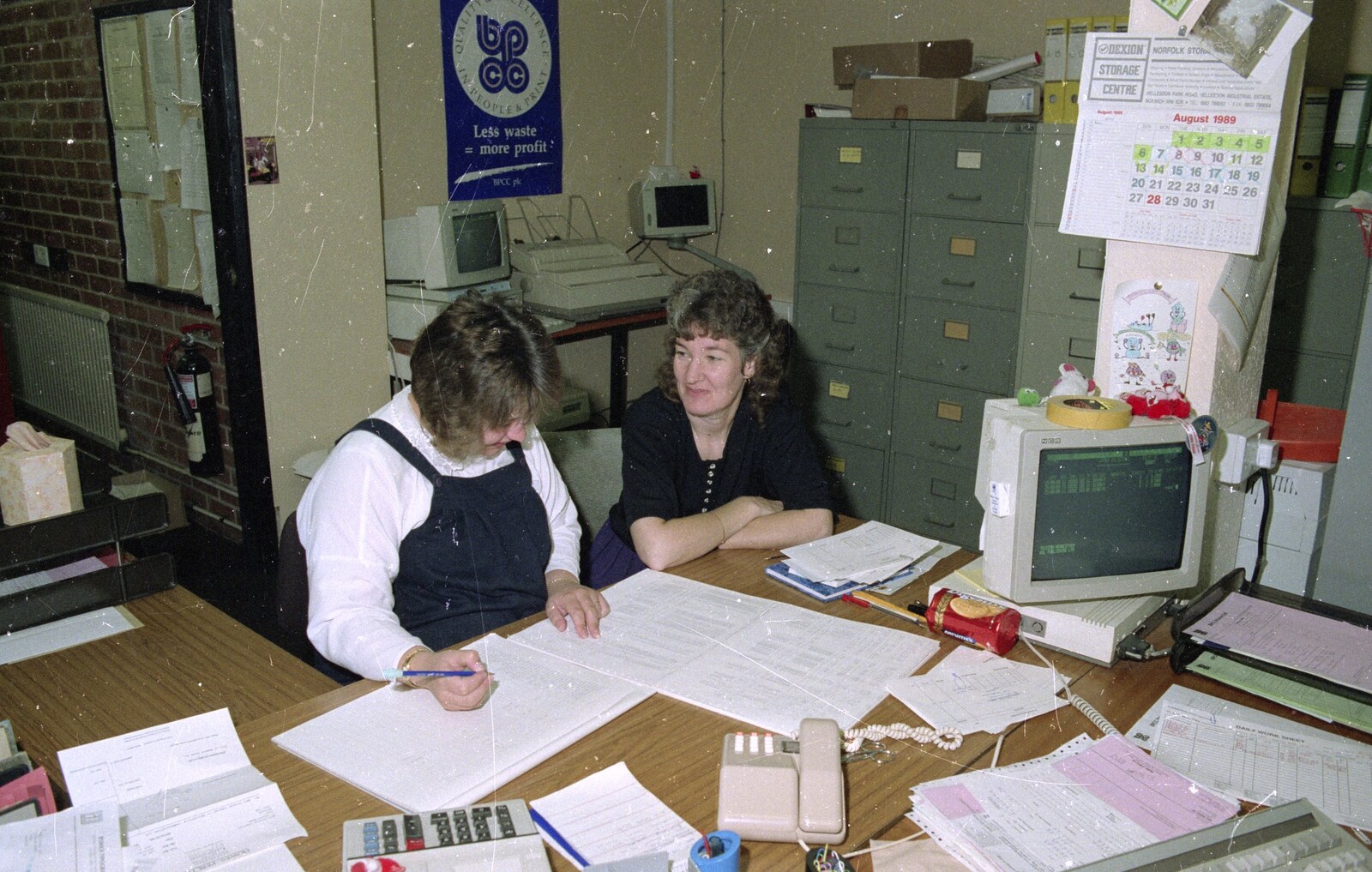 Wendy and Brenda do some paperwork from Kite Flying, and an Introduction to BPCC Printec, Diss, Norfolk - 3rd August 1989