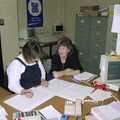 Wendy and Brenda do some paperwork, Kite Flying, and an Introduction to BPCC Printec, Diss, Norfolk - 3rd August 1989