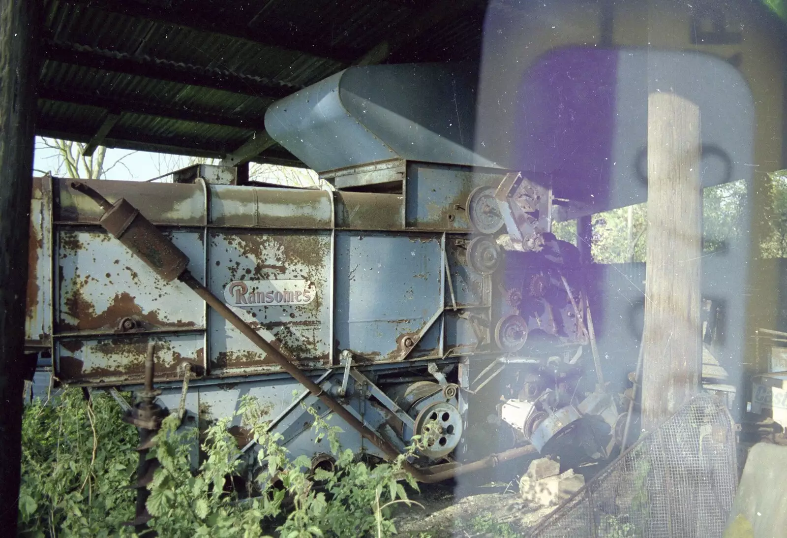 There's an old Ransomes thresher in a shed, from Kite Flying, and an Introduction to BPCC Printec, Diss, Norfolk - 3rd August 1989