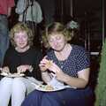 Partially-cooked barbeque sausages are eaten, Chris and Phil's Party, Hordle, Hampshire - 6th September 1989