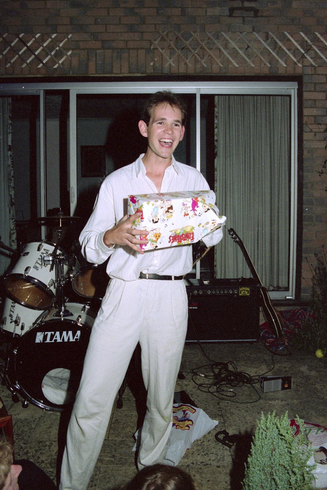 Chris and Phil's Party, Hordle, Hampshire - 6th September 1989: Phil opens his birthday present