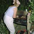 Rosemary tends the barbeque, Chris and Phil's Party, Hordle, Hampshire - 6th September 1989