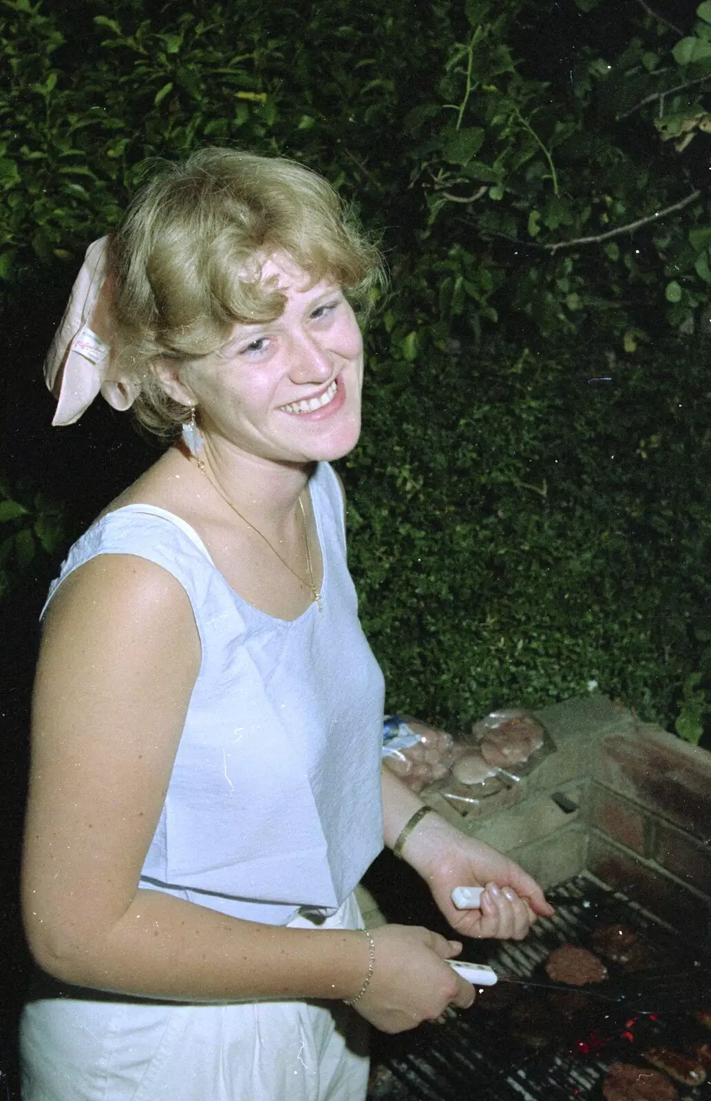 Rosemary on barbeque, from Chris and Phil's Party, Hordle, Hampshire - 6th September 1989
