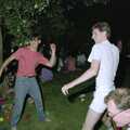 Dav and Sean lob balls around the garden, Chris and Phil's Party, Hordle, Hampshire - 6th September 1989
