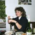 Angela drinks Jasmine tea, A Trip to Kenilworth, Warwickshire - 21st September 1989