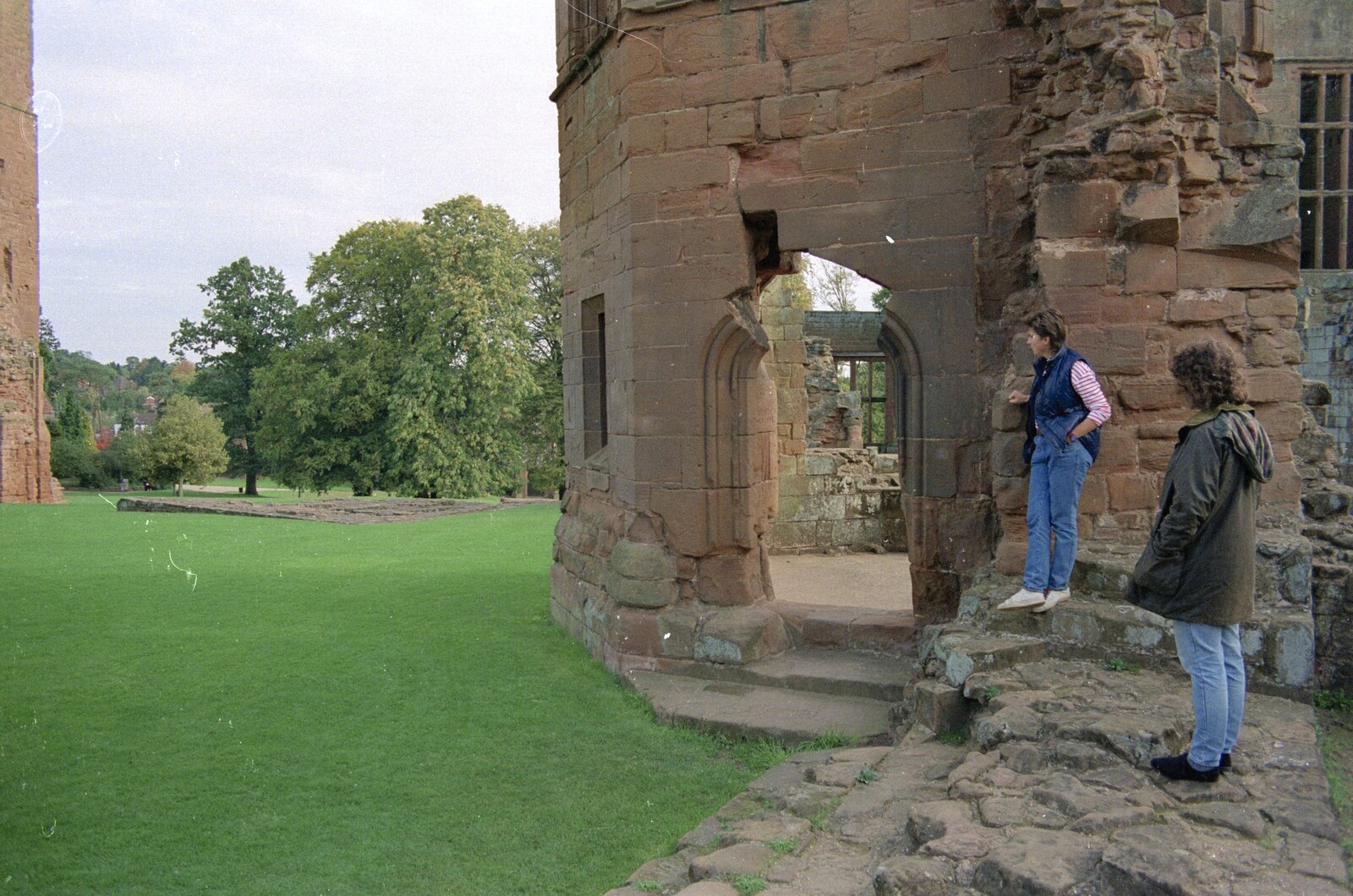 Poking around the ruined castle walls from A Trip to Kenilworth, Warwickshire - 21st September 1989
