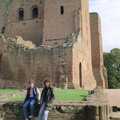 Angela and friend in front of the main castle keep, A Trip to Kenilworth, Warwickshire - 21st September 1989