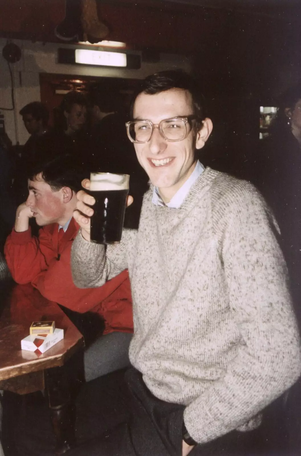 Dobbs drinks Guinness in the SU bar, from Uni: Graduation Day, The Guildhall, Plymouth, Devon - 30th September 1989