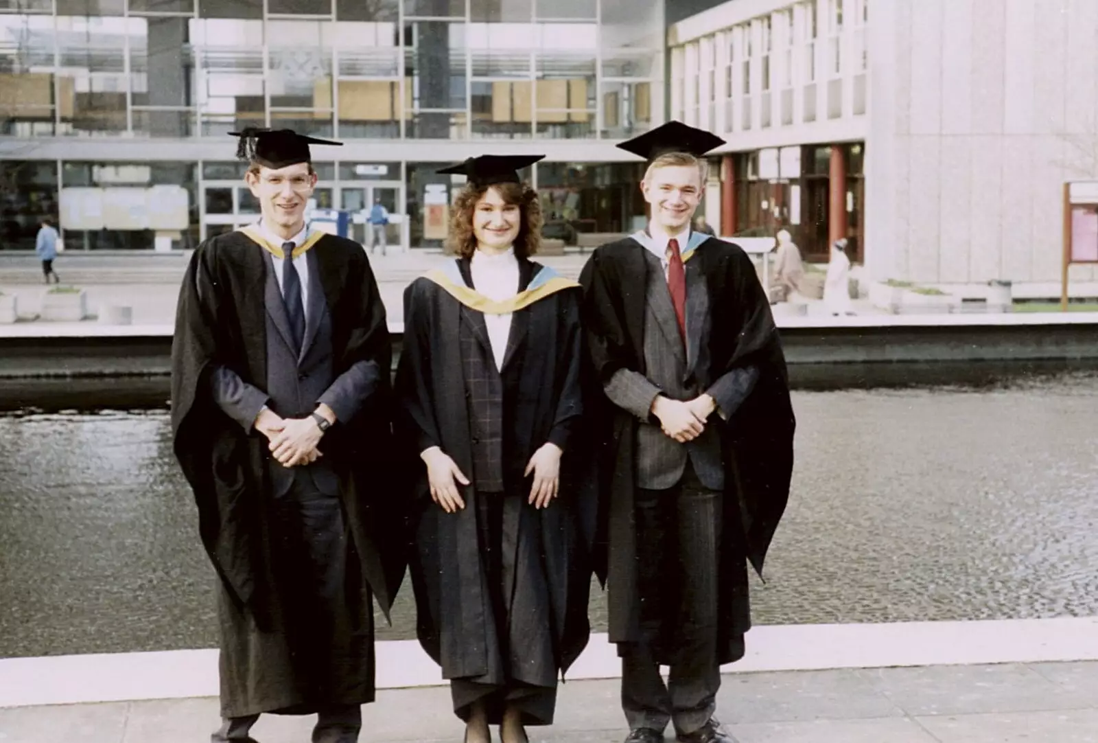 Dobbs, Angela and Nosher, from Uni: Graduation Day, The Guildhall, Plymouth, Devon - 30th September 1989