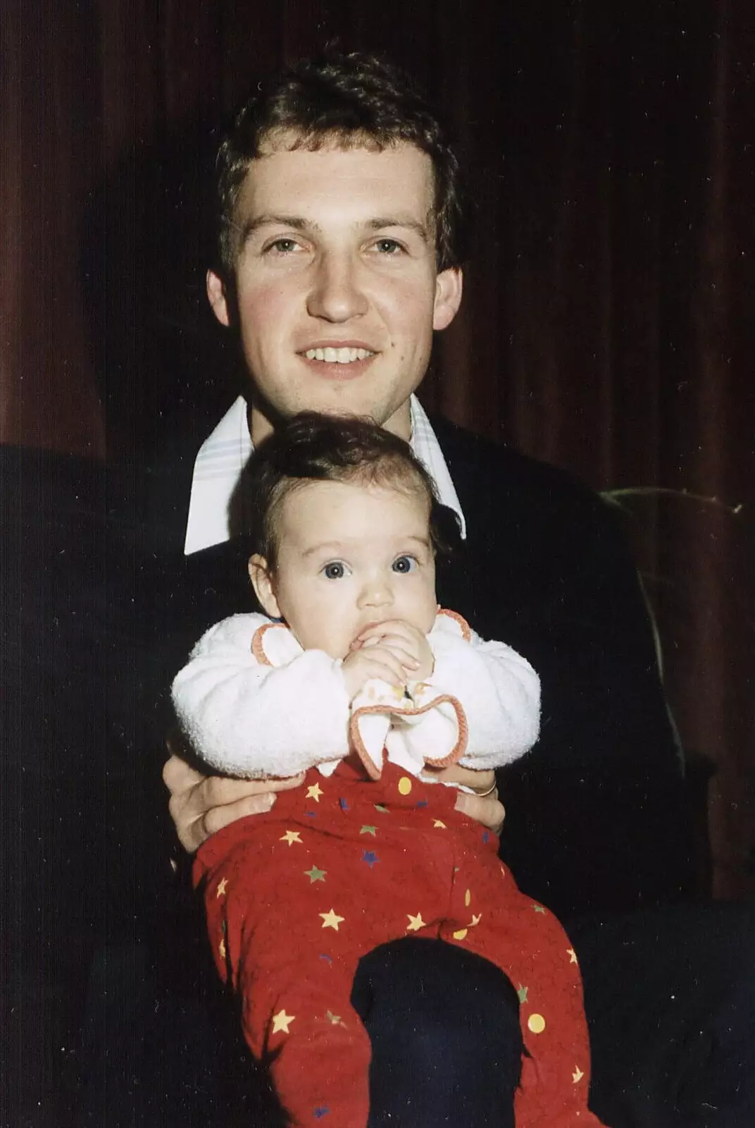 Glynn, Angela's sister's husband, holds their sprog, from Uni: Graduation Day, The Guildhall, Plymouth, Devon - 30th September 1989