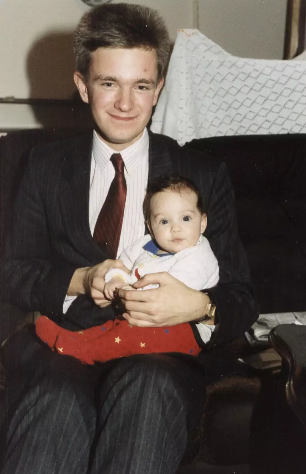 Nosher holds a sprog, from Uni: Graduation Day, The Guildhall, Plymouth, Devon - 30th September 1989