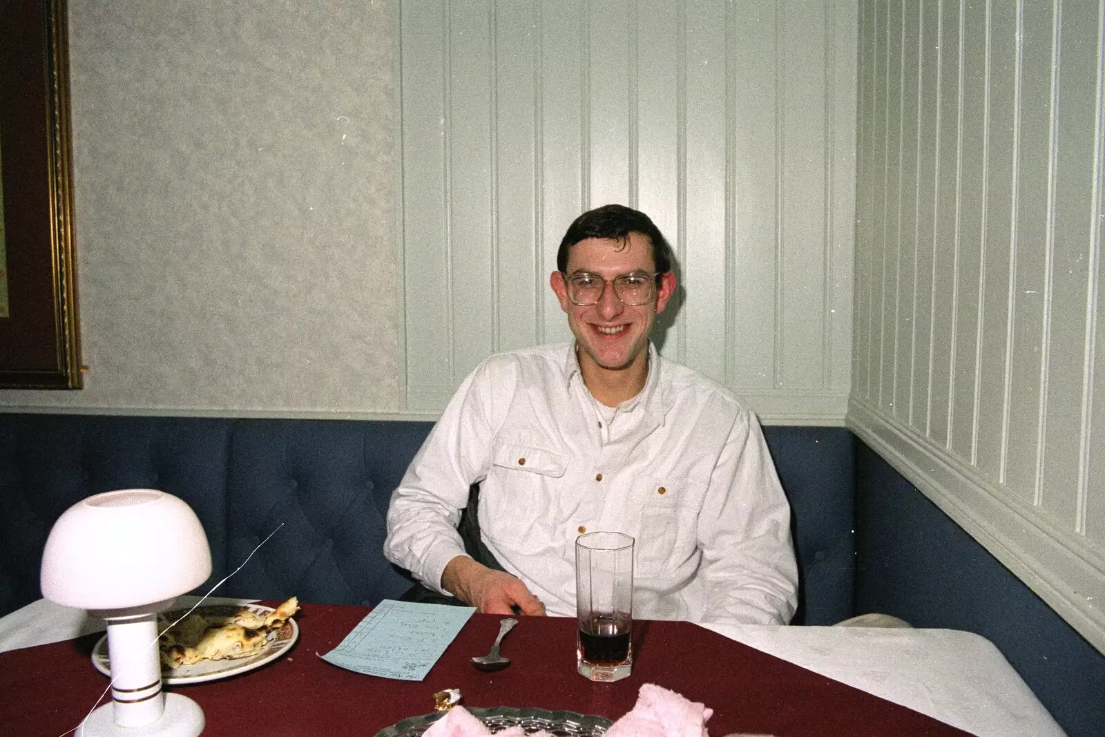 Dobbs in the Raj Indian restaurant, Plymouth, from Uni: Graduation Day, The Guildhall, Plymouth, Devon - 30th September 1989