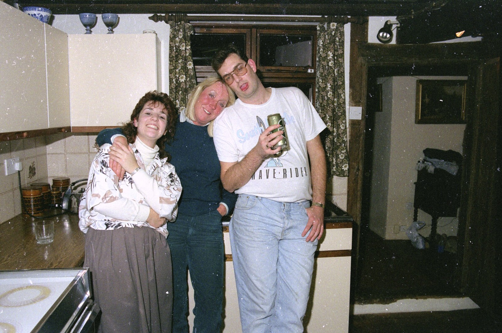 Sam, Sue and Steve from A Stuston Bonfire Night, Suffolk - 5th November 1989