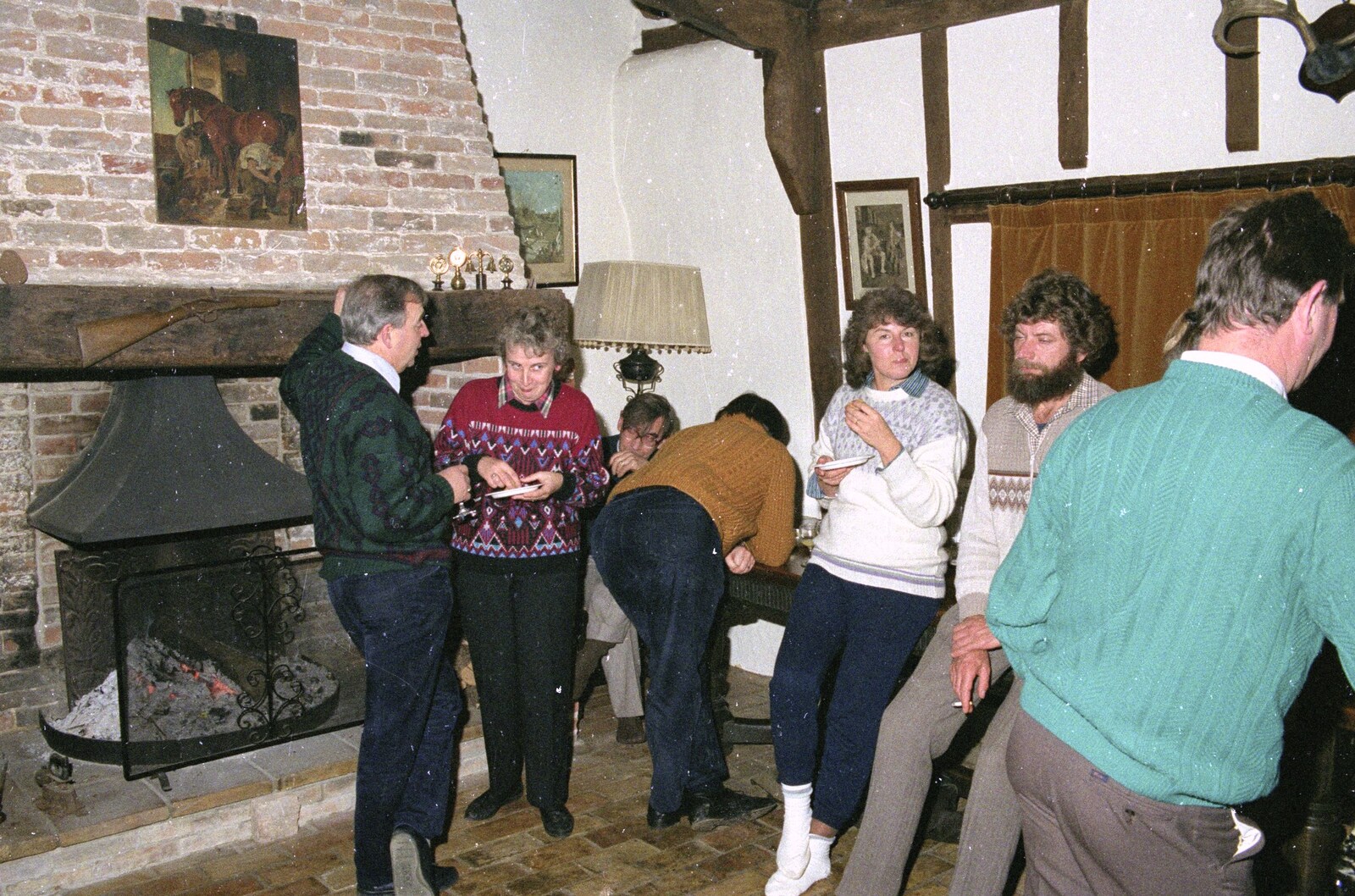 Mingling in the dining room from A Stuston Bonfire Night, Suffolk - 5th November 1989