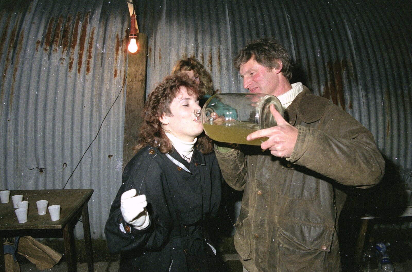 A Stuston Bonfire Night, Suffolk - 5th November 1989: Sam gets some cider
