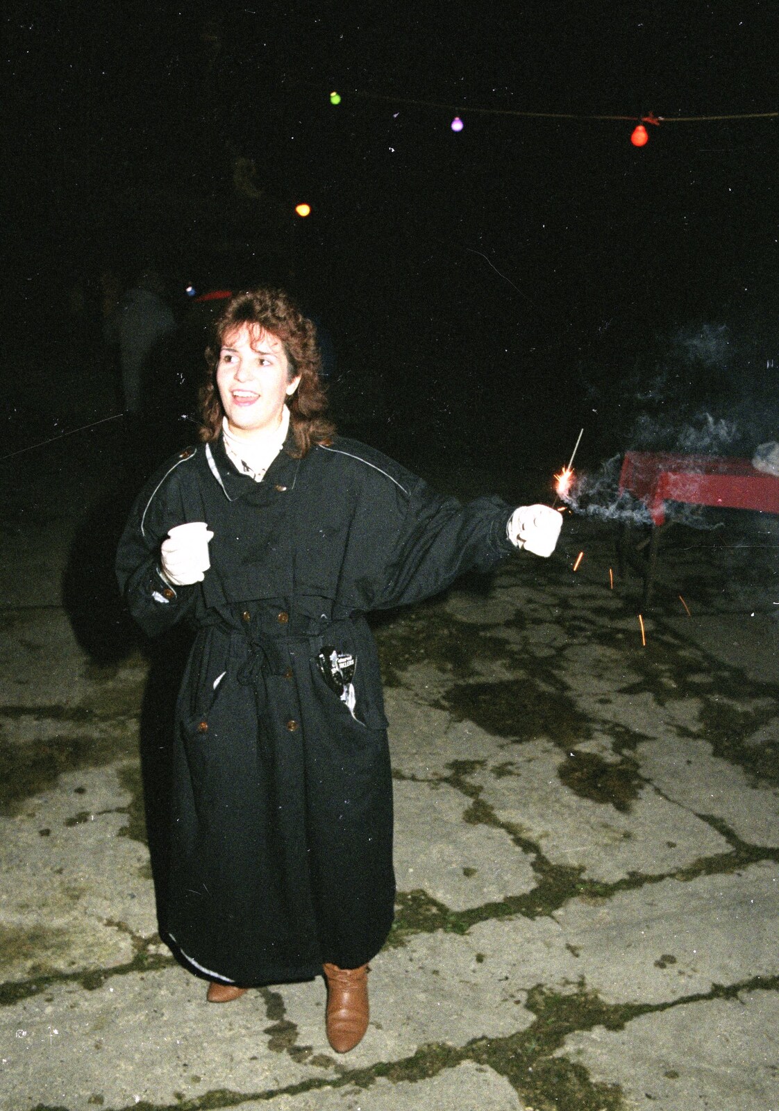 A Stuston Bonfire Night, Suffolk - 5th November 1989: Sam roams around with a sparkler