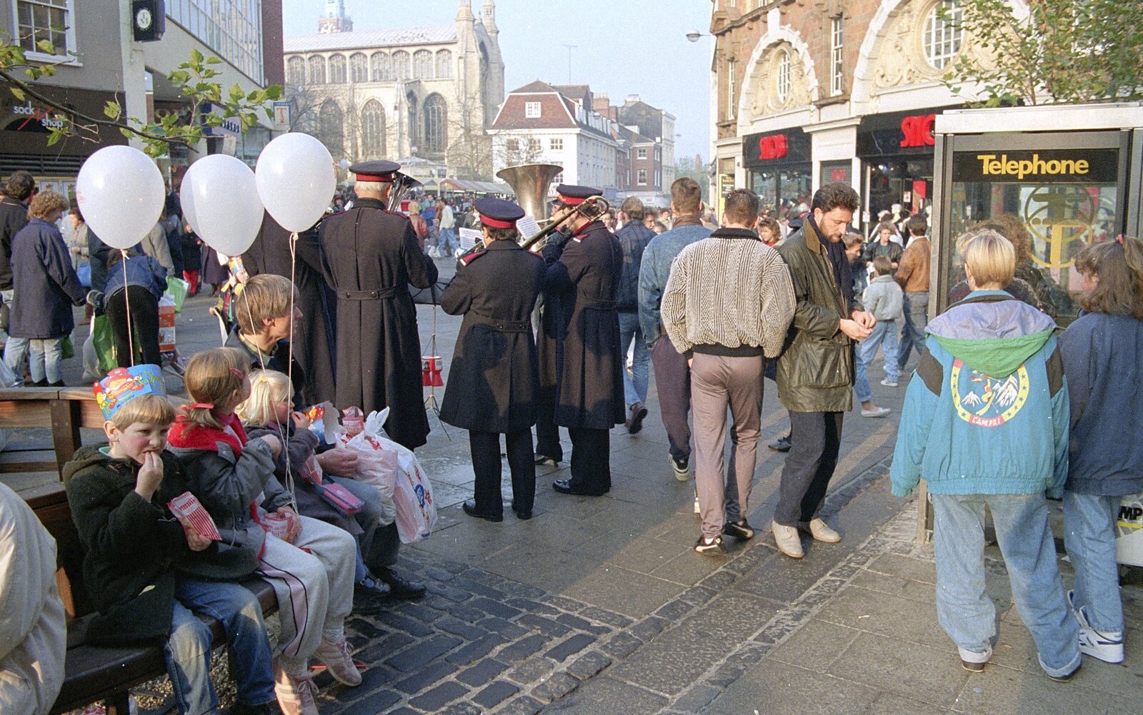 The Salvation Army band on Gentleman's Walk from The Old Man Visits, and a Frosty Stuston, Suffolk - 8th December 1989