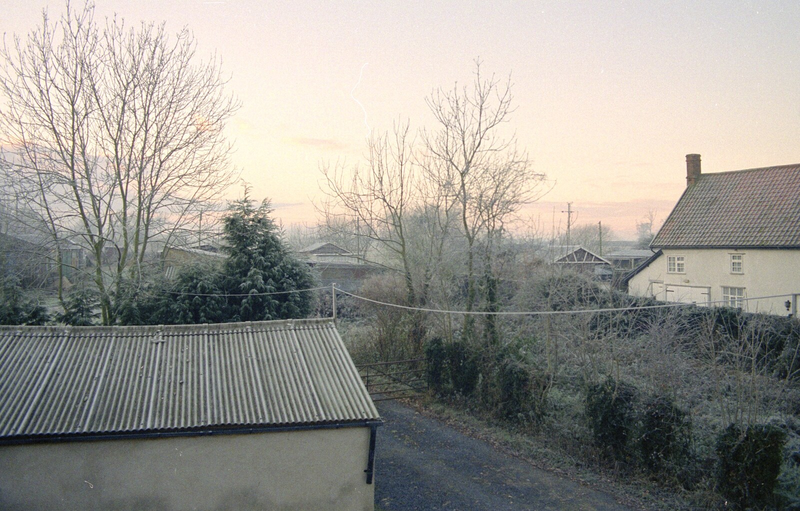 A frosty view from the bedroom window from The Old Man Visits, and a Frosty Stuston, Suffolk - 8th December 1989