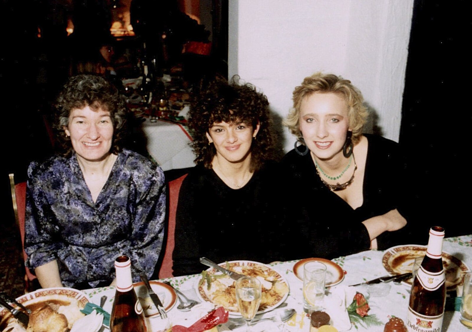 Brenda Pitcher, Rachel and Jo from BPCC Printec Christmas Do, Harleston Swan - 15th December 1989