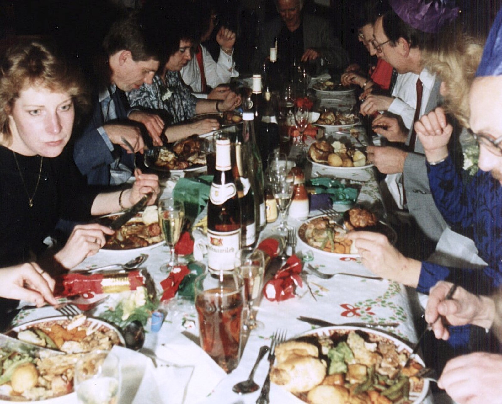 A table full of food from BPCC Printec Christmas Do, Harleston Swan - 15th December 1989