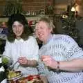 Karen, Alan and a bowl of peas, Late Night, and Christmas with the Coxes, Needham, Norfolk - 25th December 1989