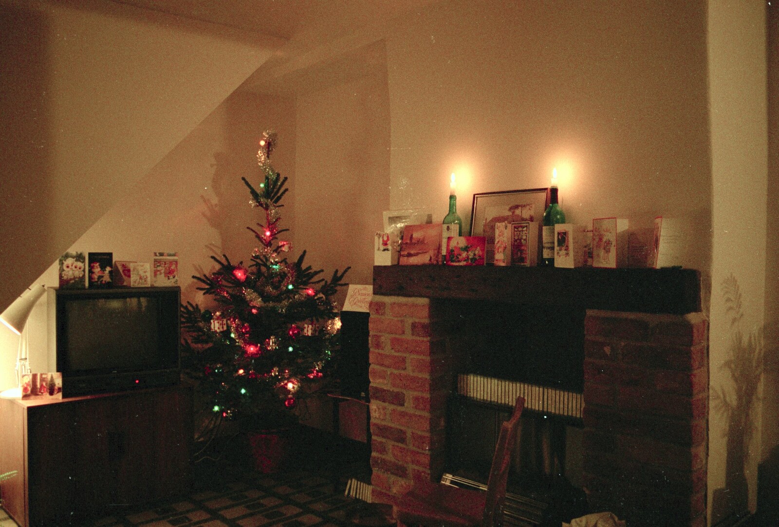 The tree and some candles from Late Night, and Christmas with the Coxes, Needham, Norfolk - 25th December 1989