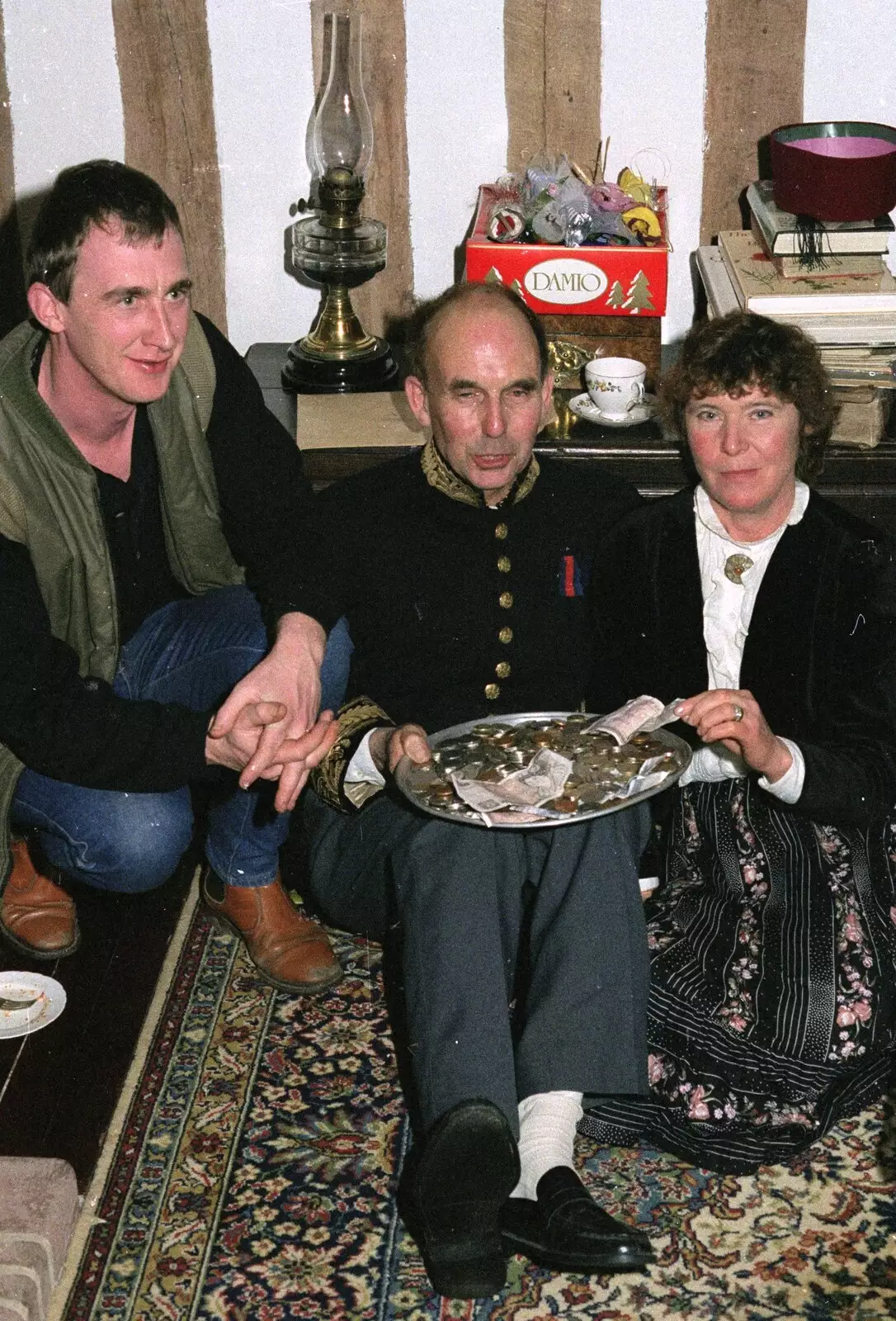 Herbert poses again with a plate of cash, from Late Night, and Christmas with the Coxes, Needham, Norfolk - 25th December 1989