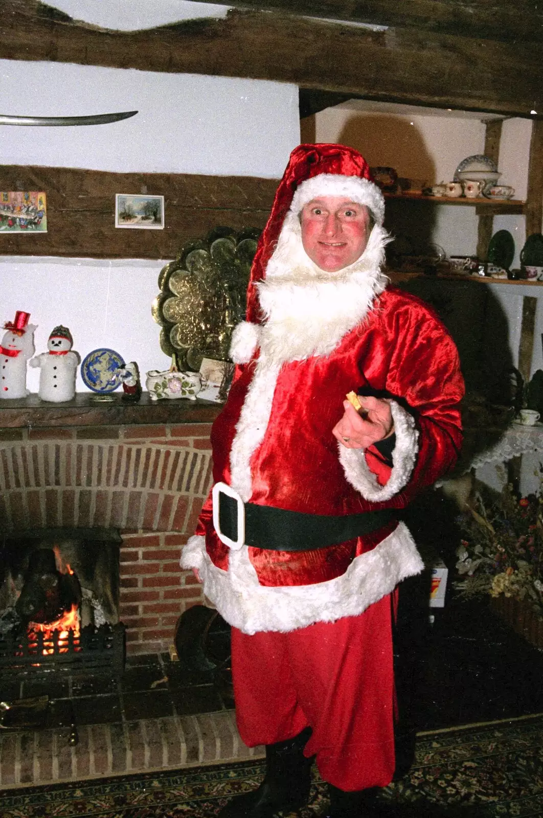 Geoff dresses up as santa, from Late Night, and Christmas with the Coxes, Needham, Norfolk - 25th December 1989