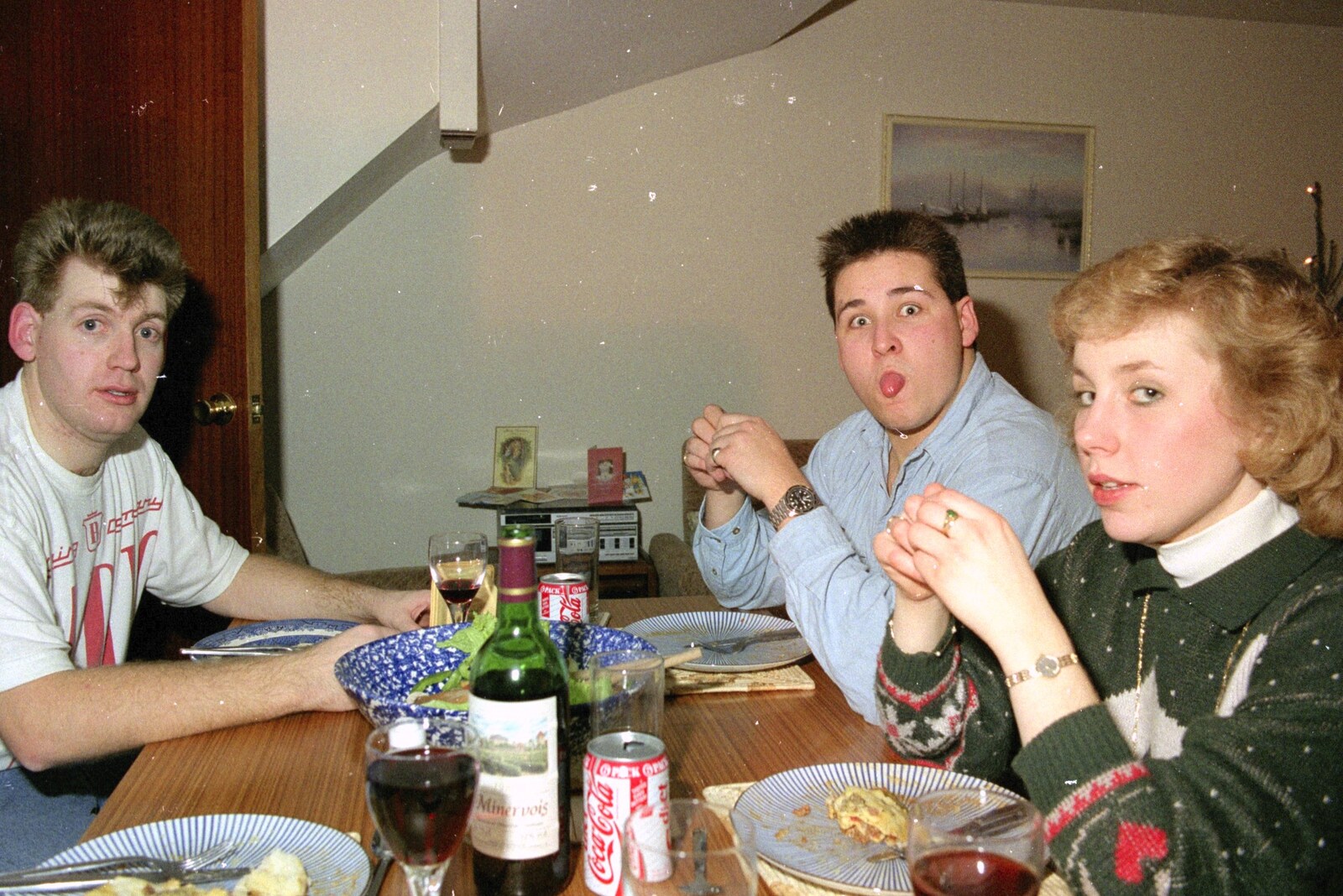 Barney sticks his tongue out from Late Night, and Christmas with the Coxes, Needham, Norfolk - 25th December 1989