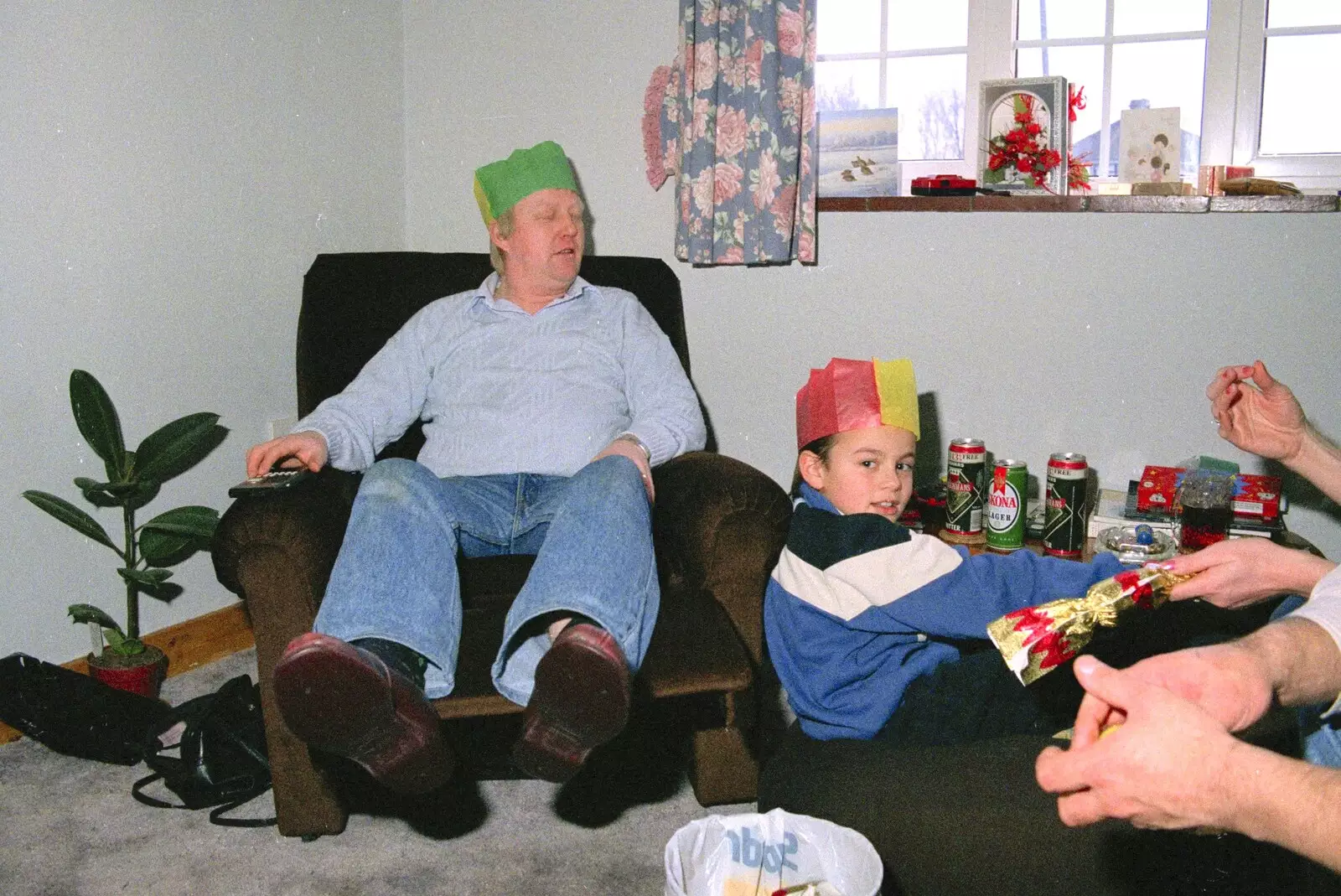 Alan rests his eyes, from Late Night, and Christmas with the Coxes, Needham, Norfolk - 25th December 1989