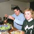 Barney scoops up some salad, Late Night, and Christmas with the Coxes, Needham, Norfolk - 25th December 1989