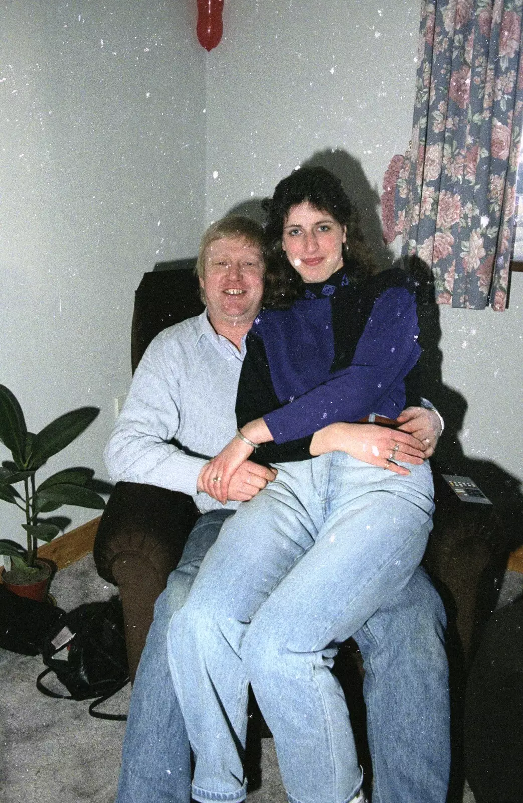 Alan and Karen, from Late Night, and Christmas with the Coxes, Needham, Norfolk - 25th December 1989