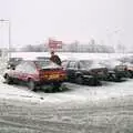 Karl locks up his car at Membury services, A Trip to Plymouth and Bristol, Avon and Devon - 18th February 1990