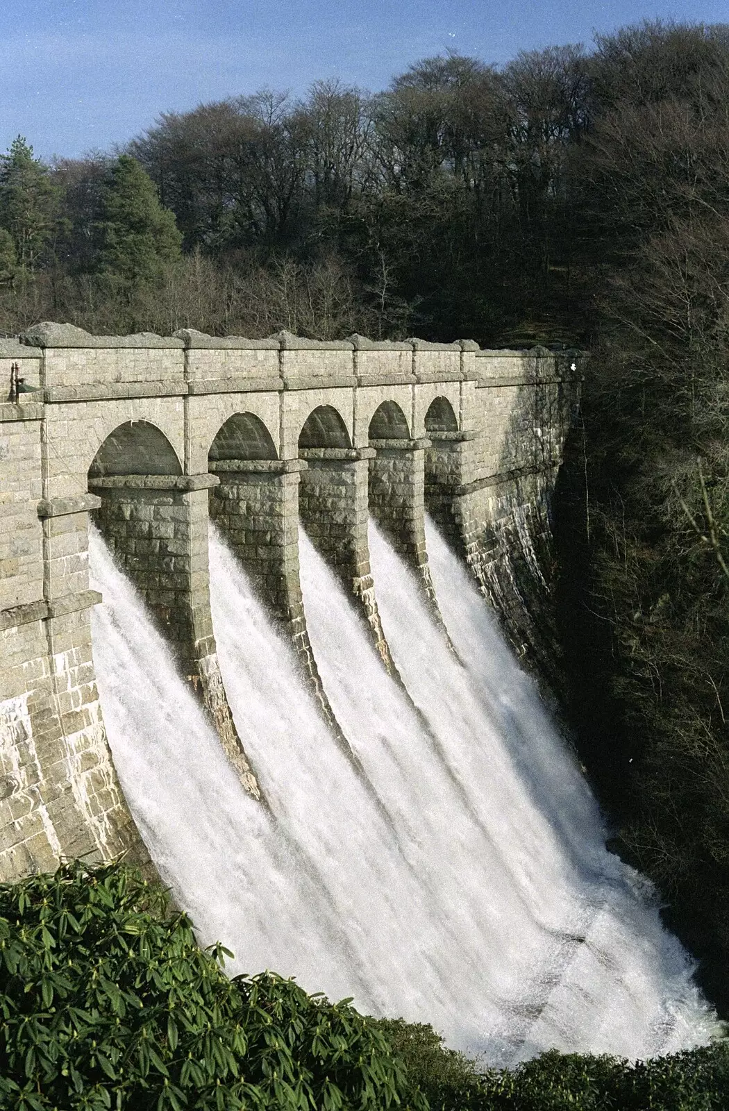 The dam at Burrator is in full flow, from A Trip to Plymouth and Bristol, Avon and Devon - 18th February 1990