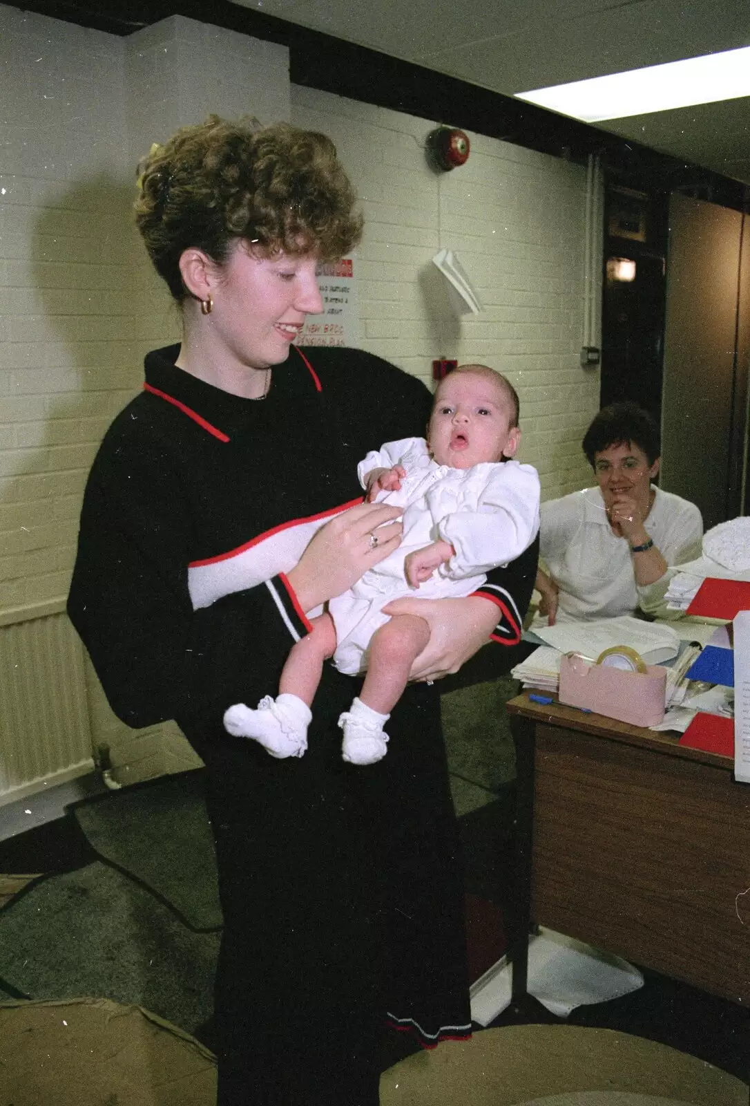 Monique shows off her new sprog, from A Trip to Plymouth and Bristol, Avon and Devon - 18th February 1990