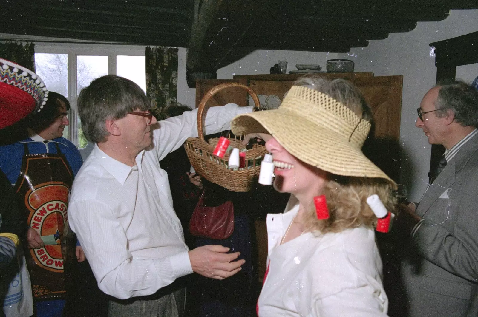 Some sort of raffle takes place, from Pancake Day in Starston, Norfolk - 27th February 1990